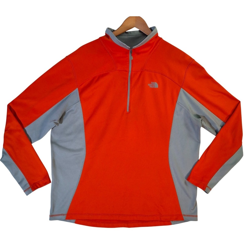The North Face 100 Cinder 1/4 Zip Pullover Men's XL Fleece Orange Long Sleeve